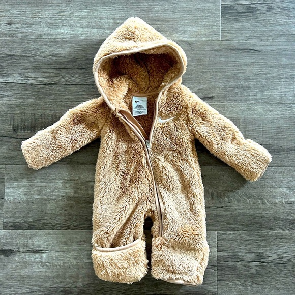 Nike Other - Newborn Nike Cozy Tan Fleece Baby One Piece